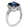 Thumbnail Image 2 of Previously Owned - Emerald-Cut Lab-Created Blue and White Sapphire Ring in Sterling Silver