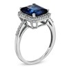 Thumbnail Image 1 of Previously Owned - Emerald-Cut Lab-Created Blue and White Sapphire Ring in Sterling Silver