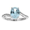 Thumbnail Image 1 of Previously Owned - Oval Lab-Created Aquamarine and Diamond Accent Ring in Sterling Silver