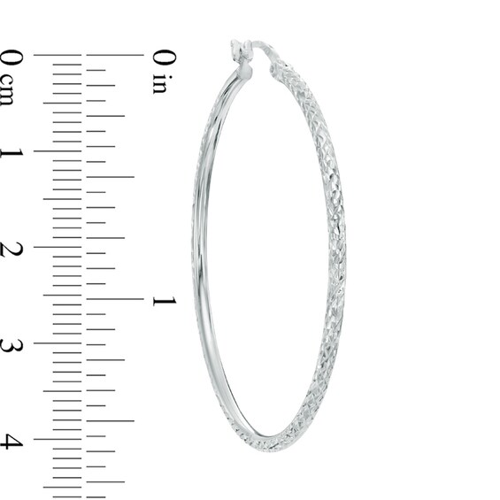 Previously Owned - Diamond-Cut Hoop Earrings in Sterling Silver
