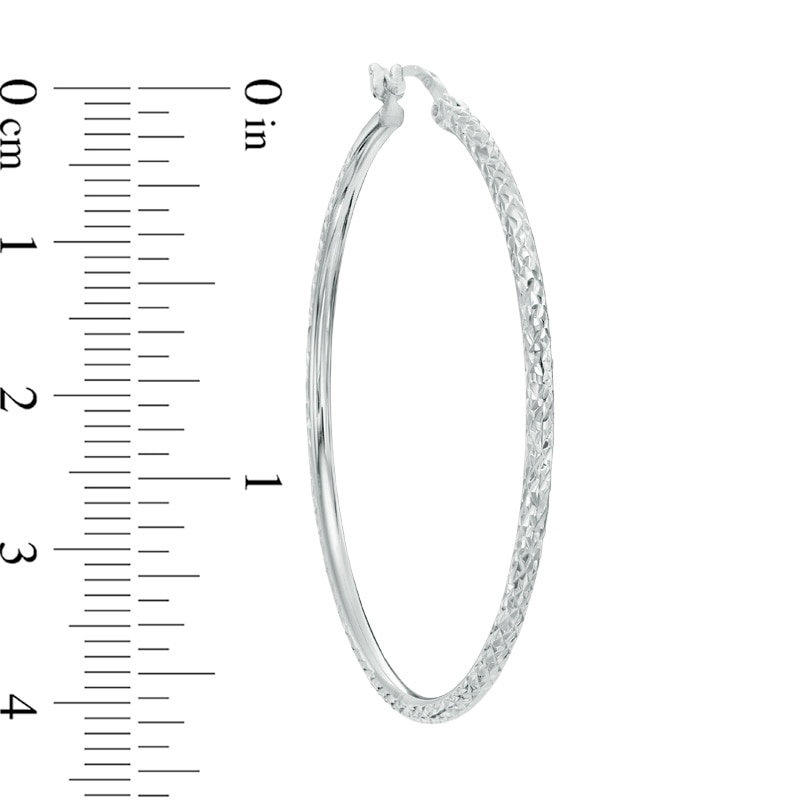 Main Image 2 of Previously Owned - Diamond-Cut Hoop Earrings in Sterling Silver