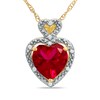 Thumbnail Image 1 of Previously Owned - 8.0mm Heart-Shaped Lab-Created Ruby and Diamond Accent Heart Frame Pendant in 10K Gold