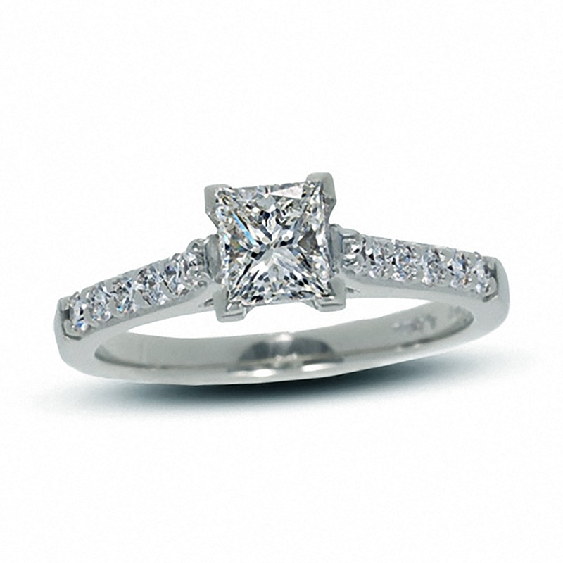 Previously Owned - 1 CT. T.W.  Colourless Princess-Cut Diamond Solitaire Engagement Ring in 18K White Gold