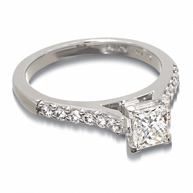 Previously Owned - 1 CT. T.W.  Colourless Princess-Cut Diamond Solitaire Engagement Ring in 18K White Gold