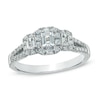Thumbnail Image 1 of Previously Owned - 1 CT. T.W. Emerald-Cut Diamond Three Stone Frame Ring in 14K White Gold (I/I1)