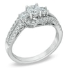 Thumbnail Image 1 of Previously Owned - 1 CT. T.W. Certified Diamond Three Stone Swirl Ring in 14K White Gold (I/I1)