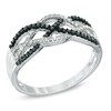 Thumbnail Image 2 of Previously Owned - 1/5 CT. T.W. Enhanced Black and White Diamond Loose Braid Ring in Sterling Silver