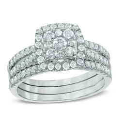 previously owned 1 ct tw composite diamond frame bridal set in 10k white gold - Preowned Wedding Rings previously owned 1 ct tw composite diamond frame bridal set in 10k white gold - Preowned Wedding Rings