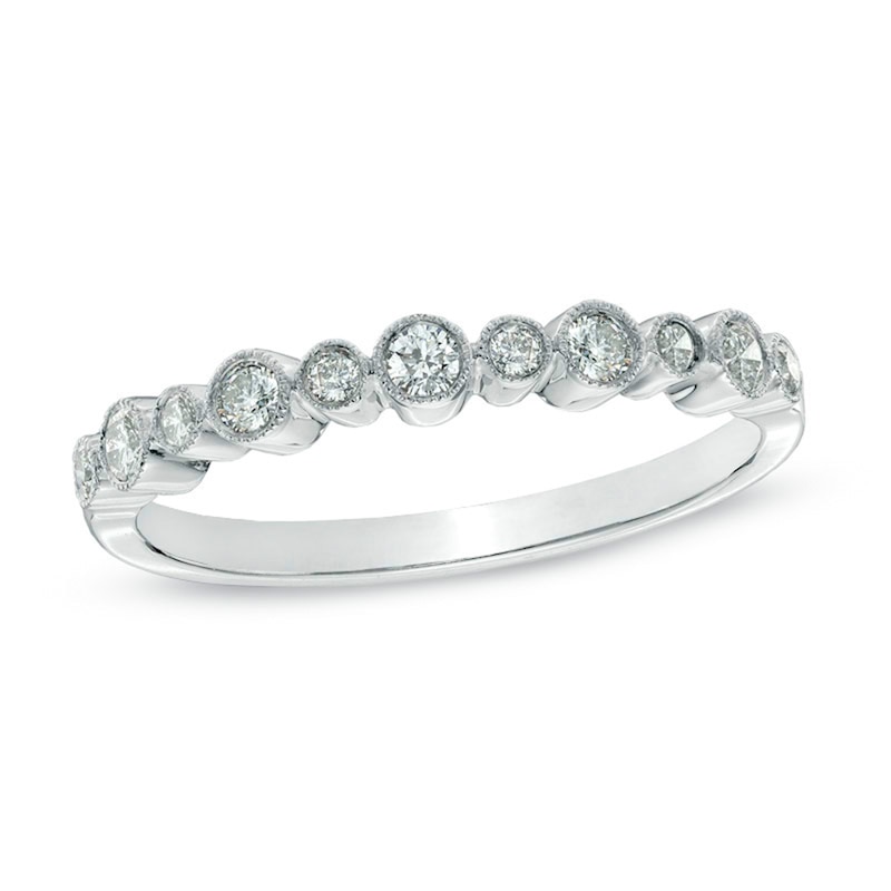 Main Image 1 of Previously Owned - 1/4 CT. T.W. Diamond Bezel-Set Anniversary Band in 10K White Gold