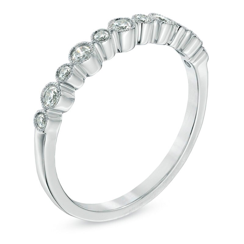 Main Image 2 of Previously Owned - 1/4 CT. T.W. Diamond Bezel-Set Anniversary Band in 10K White Gold