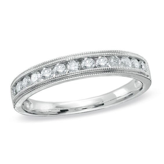 Previously Owned - 3/8 CT. T.w. Diamond Milgrain Anniversary Band in 14K White Gold