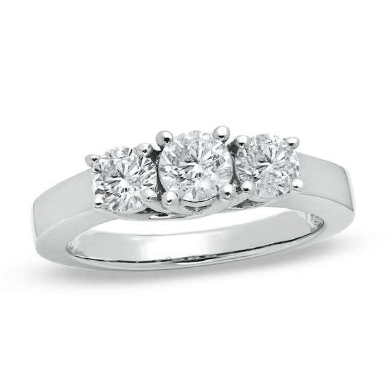 Previously Owned - 1 CT. T.w. Diamond Three Stone Ring in 14K White Gold