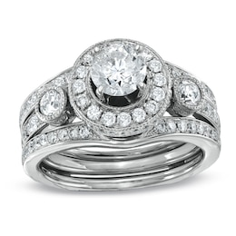 Previously Owned - 2 CT. T.W. Diamond Bridal Set in 14K White Gold