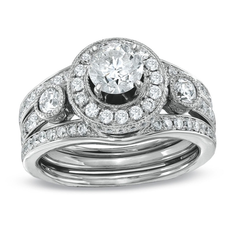 Main Image 1 of Previously Owned - 2 CT. T.W. Diamond Bridal Set in 14K White Gold