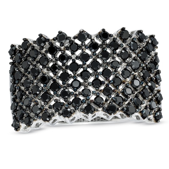 Previously Owned - 1 CT. T.w. Black Diamond Multi-Row Band in Sterling Silver