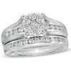 Thumbnail Image 1 of Previously Owned - 1 CT. T.W. Diamond Cluster Bridal Set in 10K White Gold