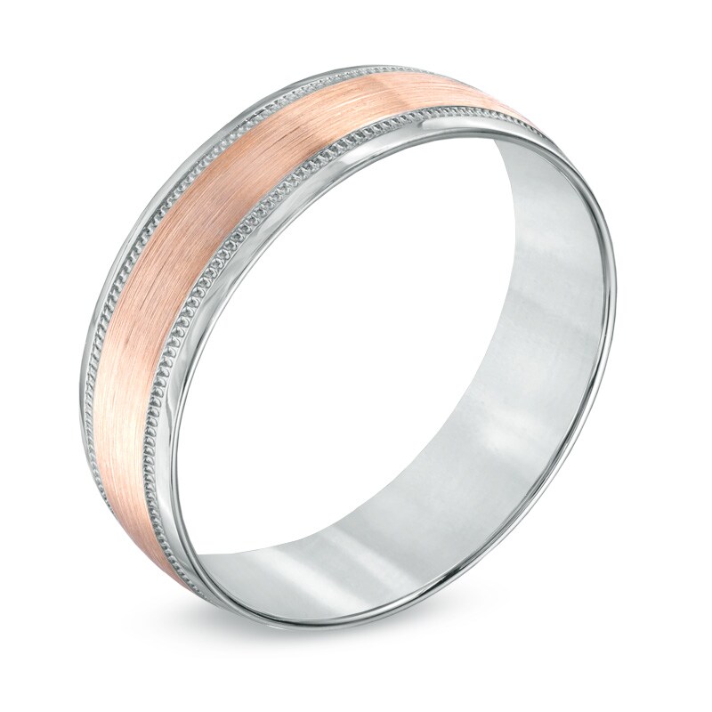 Main Image 2 of Previously Owned - 4.0mm Comfort Fit Vintage-Style Beaded Band in 10K Two-Tone Gold