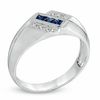 Thumbnail Image 2 of Previously Owned - Square-Cut Lab-Created Blue Sapphire and Diamond Accent Ring in 10K White Gold