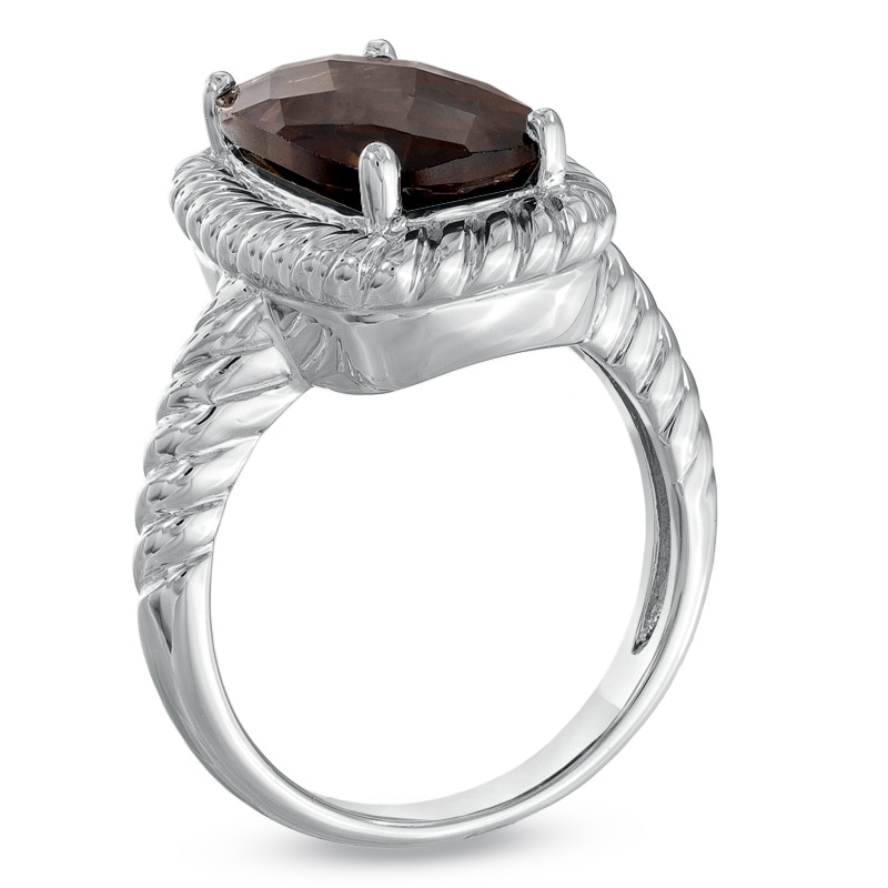 Previously Owned - Cushion-Cut Smoky Quartz Ring in Sterling Silver