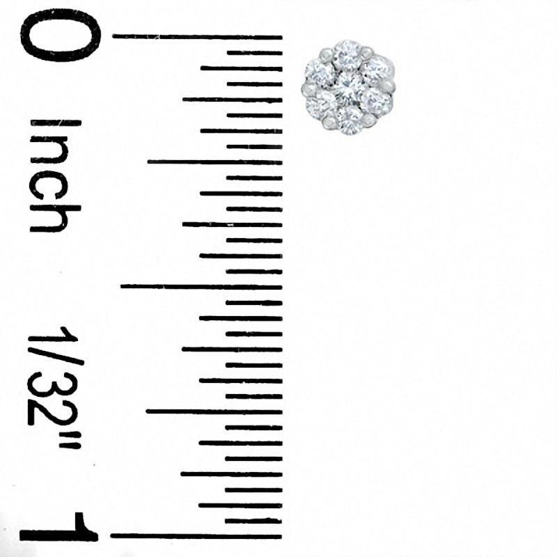 Main Image 2 of Previously Owned - 1/4 CT. T.W. Diamond Flower Earrings in 14K White Gold