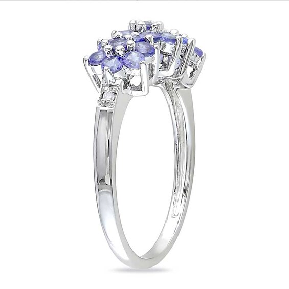 Previously Owned - Tanzanite and Diamond Accent Flower Ring in 10K White Gold