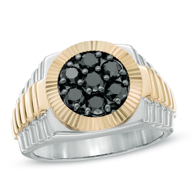 Main Image 1 of Previously Owned - 1-1/4 CT. T.W. Black Diamond Ring in Sterling Silver and 10K Gold