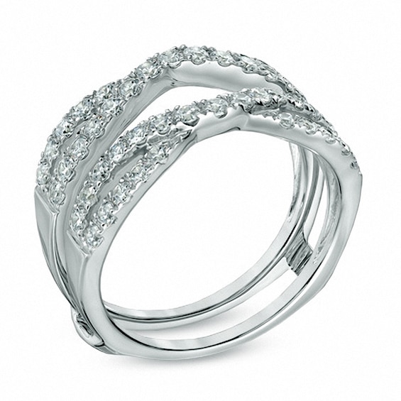 Previously Owned - 1 CT. T.w. Diamond Contour Twist Split Shank Solitaire Enhancer in 14K White Gold