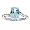 Thumbnail Image 1 of Previously Owned - Oval Lab-Created Aquamarine and Diamond Accent Ring in Sterling Silver