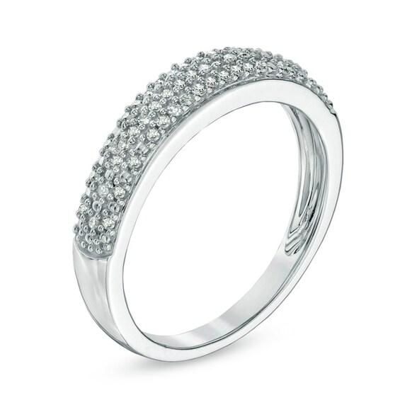 Previously Owned - 1/5 CT. T.w. Diamond Triple Row Wedding Band in Sterling Silver