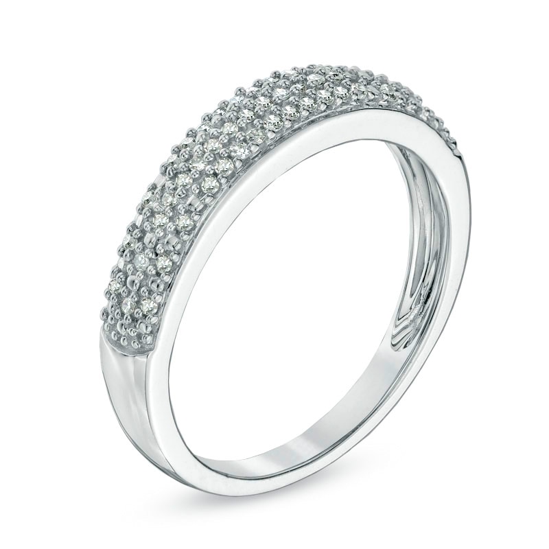 Main Image 2 of Previously Owned - 1/5 CT. T.W. Diamond Triple Row Wedding Band in Sterling Silver
