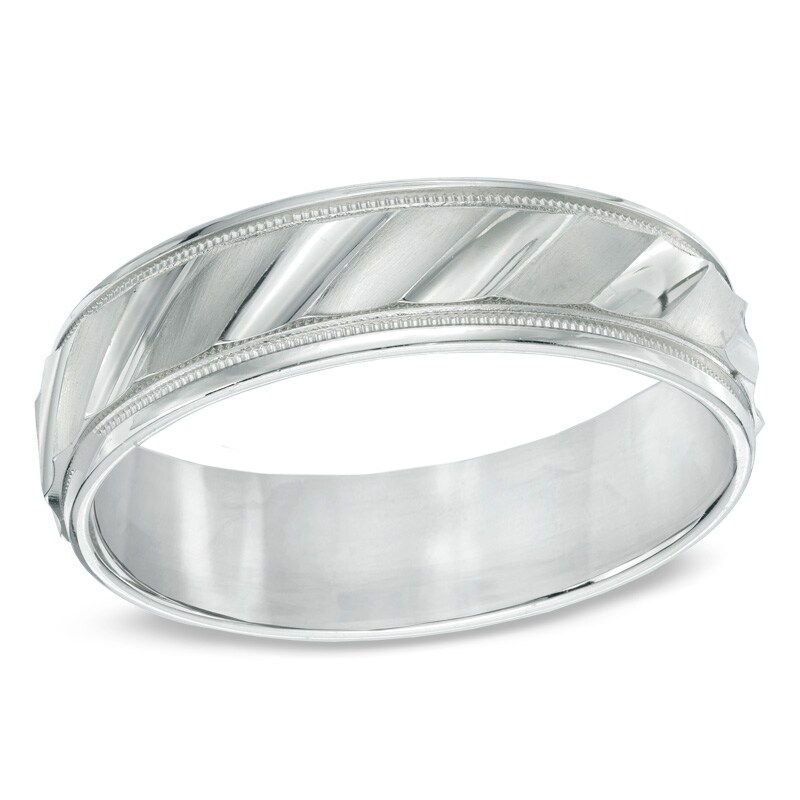 Previously Owned - Men's 6.0mm Comfort Fit Wedding Band in 14K White Gold