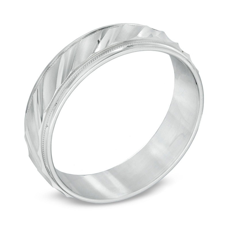 Previously Owned - Men's 6.0mm Comfort Fit Wedding Band in 14K White Gold