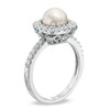 Thumbnail Image 1 of Previously Owned - 6.5 - 7.0mm Cultured Freshwater Pearl and Lab-Created White Sapphire Frame Ring