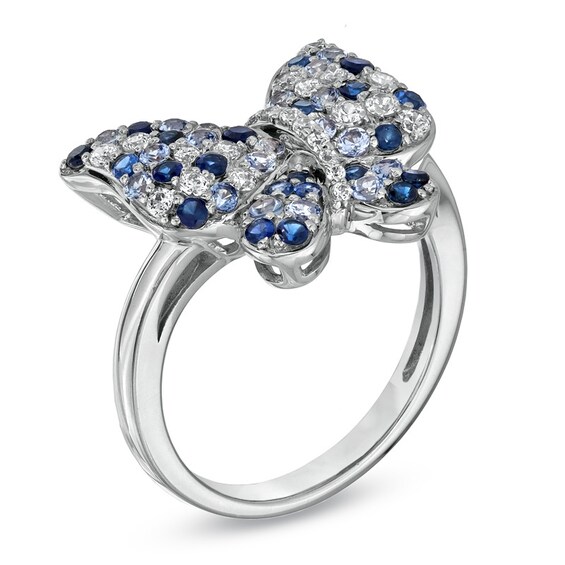 Previously Owned - Lab-Created Blue Sapphire Butterfly Ring in Sterling Silver