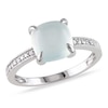Thumbnail Image 1 of Previously Owned - 8.0mm Cushion-Cut Blue Chalcedony and Diamond Accent Ring in 10K White Gold