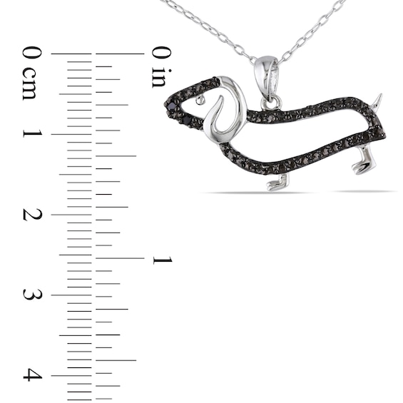 Previously Owned - Black Diamond Accent Dachshund Pendant in Sterling Silver with Beaded Black Rhodium