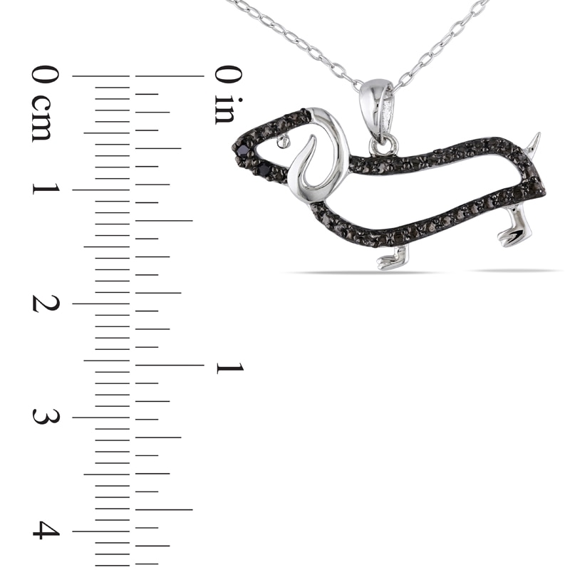 Previously Owned - Black Diamond Accent Dachshund Pendant in Sterling Silver with Beaded Black Rhodium