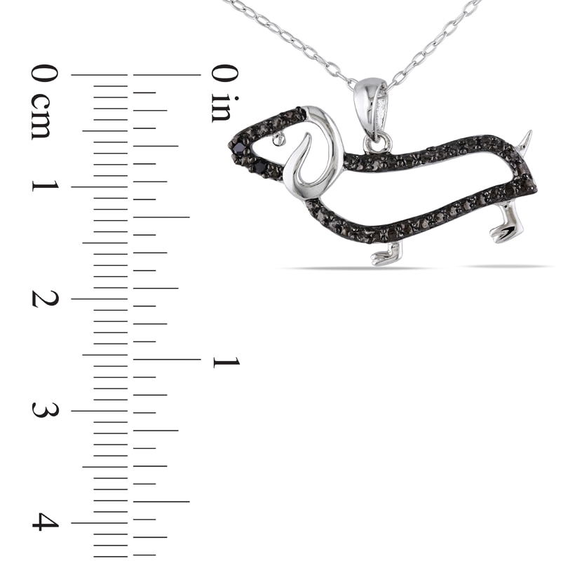 Main Image 2 of Previously Owned - Black Diamond Accent Dachshund Pendant in Sterling Silver with Beaded Black Rhodium