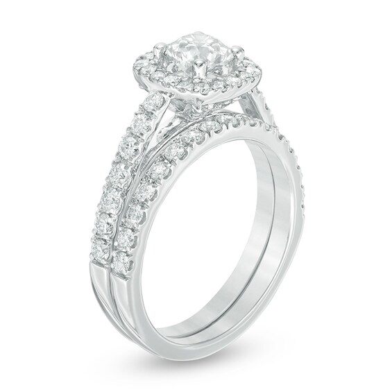 Previously Owned - 1 CT. T.w. Diamond Frame Bridal Set in 14K White Gold