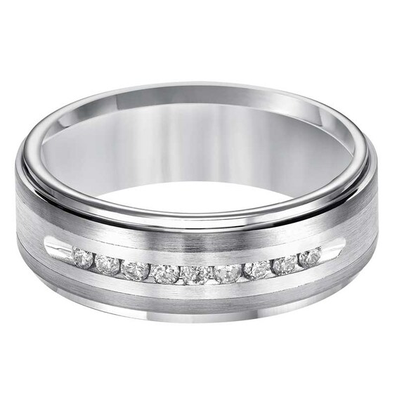 Previously Owned - Triton 1/4 CT. T.w. Diamond Comfort Fit Tungsten and Stainless Steel Wedding Band