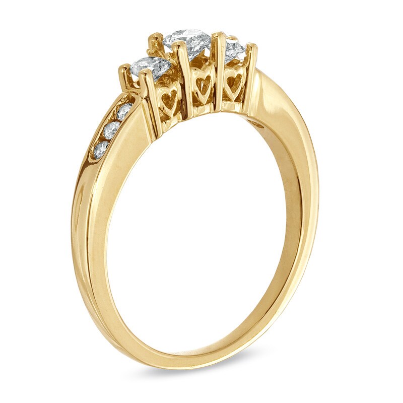 Main Image 2 of Previously Owned - 1/2 CT. T.W. Diamond Past Present Future® Ring in 14K Gold