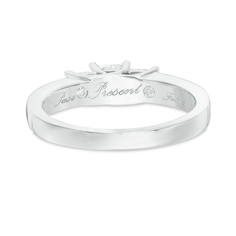 Main Image 2 of Previously Owned - 1 CT. T.W. Princess-Cut Diamond Three Stone Engagement Ring in 10K White Gold