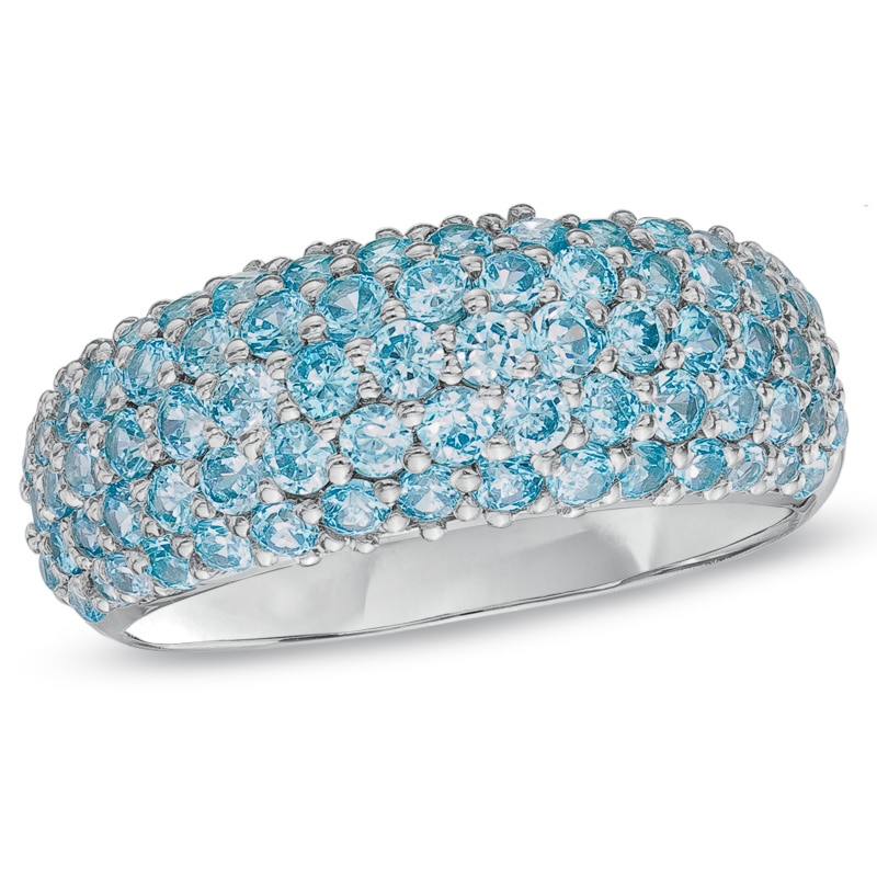 Previously Owned - Blue Topaz Pavé Band in Sterling Silver
