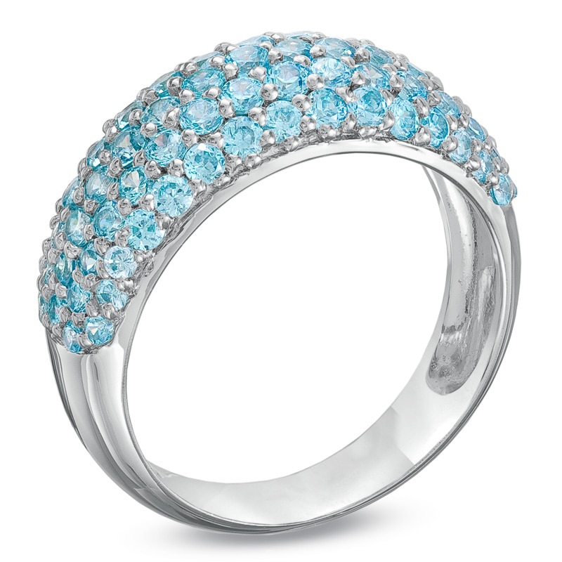 Previously Owned - Blue Topaz Pavé Band in Sterling Silver