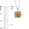 Thumbnail Image 2 of Previously Owned - 7.0mm Cushion-Cut Citrine and Lab-Created White Sapphire Frame Pendant in Sterling Silver