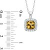 Thumbnail Image 1 of Previously Owned - 7.0mm Cushion-Cut Citrine and Lab-Created White Sapphire Frame Pendant in Sterling Silver