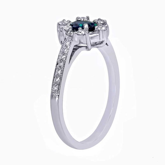 Previously Owned - Oval Alexandrite and 1/3 CT. T.w. Diamond Frame Ring in 18K White Gold