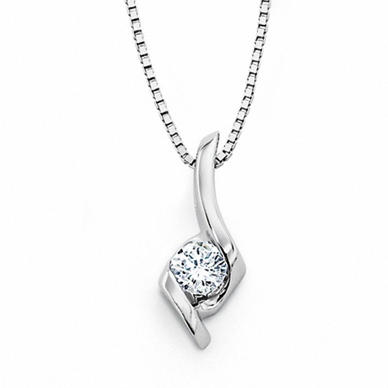 Main Image 1 of Previously Owned - Sirena™ 1/8 CT. Diamond Solitaire Pendant in 14K White Gold