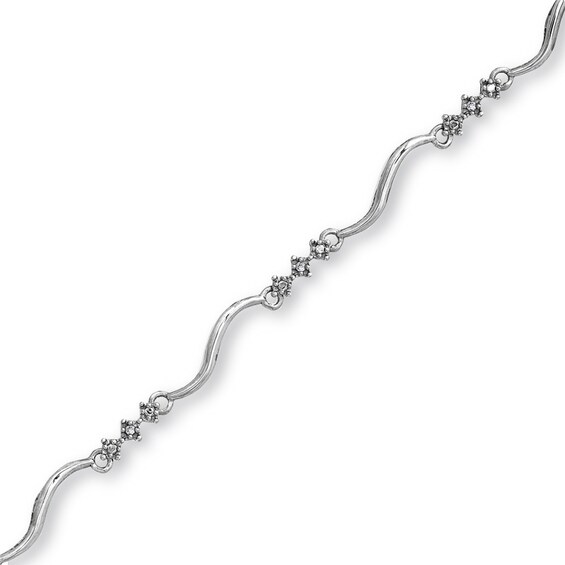 Previously Owned - Diamond Accent Triple Diamond Link Bracelet in 10K White Gold - 7.5"