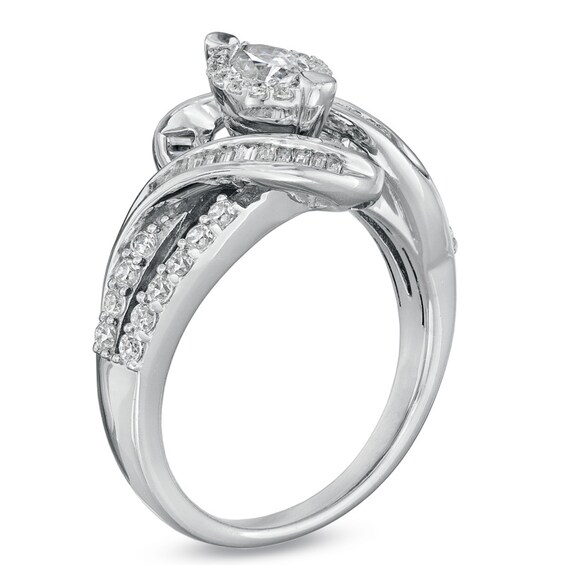 Previously Owned - 1 CT. T.w. Marquise Diamond Twist Engagement Ring in 14K White Gold